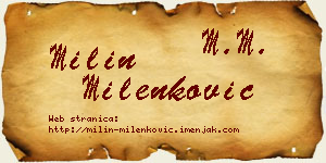 Milin Milenković vizit kartica